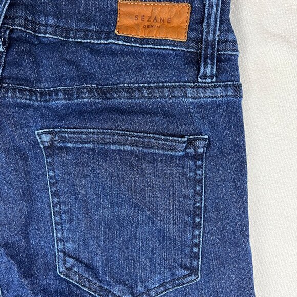 Sezane Denim Dark Blue Wash Jeans Size 28 Skinny Slim Mid-Rise Designer Chic - Picture 8 of 14